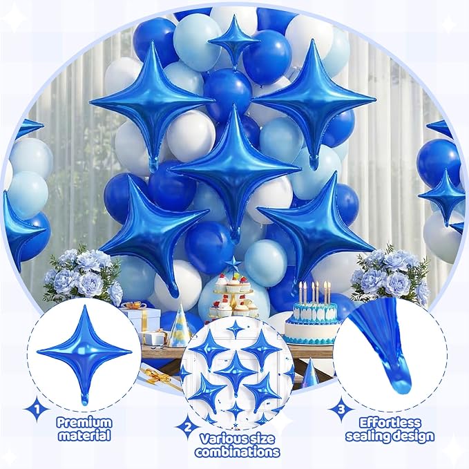Blue Star Balloons, 26 Inch and 10 Inch Blue Stars Shaped Balloon - Image 3