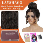 Synthetic Lace Front Wigs Pre Plucked Highlight Brown Mix Black 26 Inch Long Wavy 100% Futura Premium 13x4 HD Lace Wigs For Black Women Ready to Wear Beginner Friendly Daily Party Use