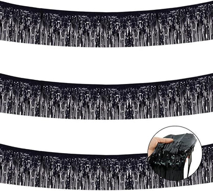 BEISHIDA Black Fringe Garland Banner 3Pack 30ft Wall Tinsel Foil Streamers | by Beishida