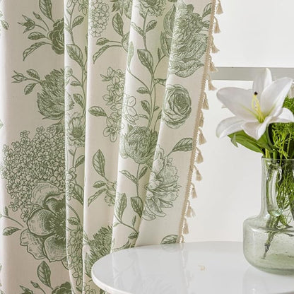 F-CHU Bohemian Curtains for Bedroom 63 Inch Length French Country Floral Drapes - Image 5