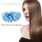 Mulberry Silk Hair Scrunchie, 100% Silk, No Damage for Frizz Prevention, Sleep Scrunchie, Hair Accessories for Women (Light Blue)-1pcs