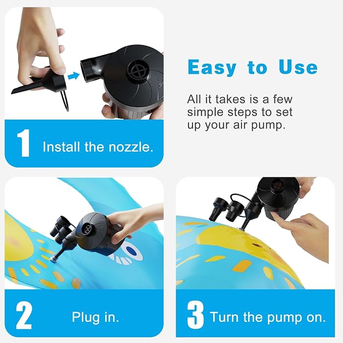 Electric Air Pump for Inflatables, Portable Quick-Fill Air Pump - Image 7