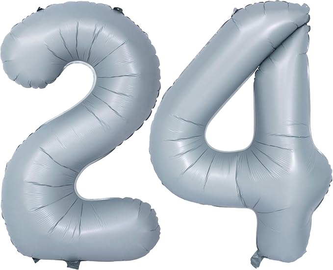 40 In Matte gray Number Balloon Helium Foil Mylar Birthday Balloon Digit 24 | by Exquisitehighqualitypartydecorationstomeetyoureveryneed%EF%BC%81