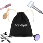 3 | 6 | 8 Pack Hair Dryer Bags Drawstring Bag Container Hairdryer Bag for travel bathroom (6 PCS, Black)