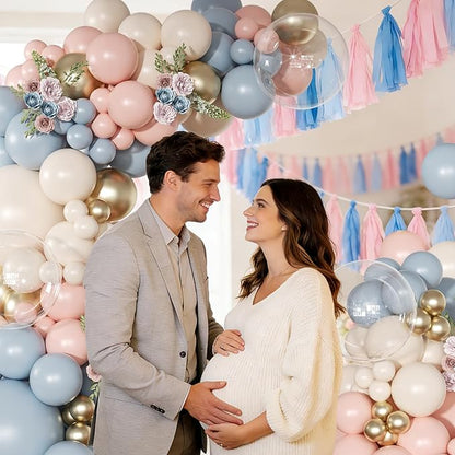 Gender Reveal Pink Blue Balloon Arch Kit Baby Shower Decorations | 126Pcs Pink - Image 5