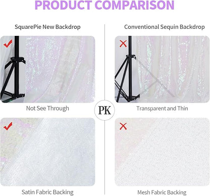 SquarePie 10x10ft Iridescent Sequin Backdrop, High Density Non-Transparent - Image 6