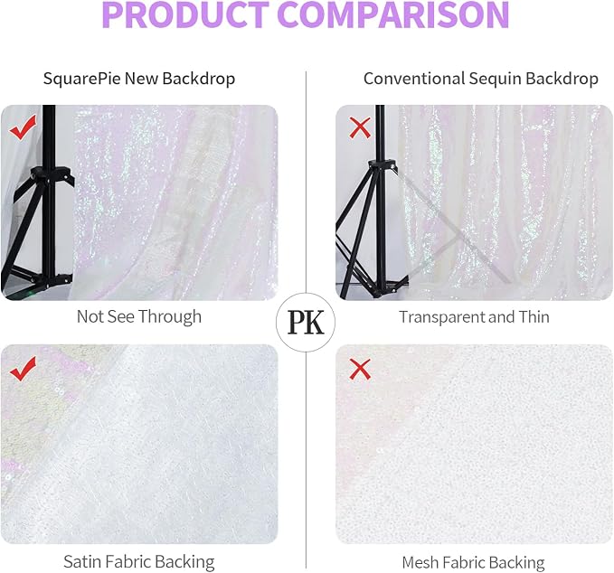 SquarePie 8x10ft Iridescent Sequin Backdrop, High Density Non-Transparent - Image 6