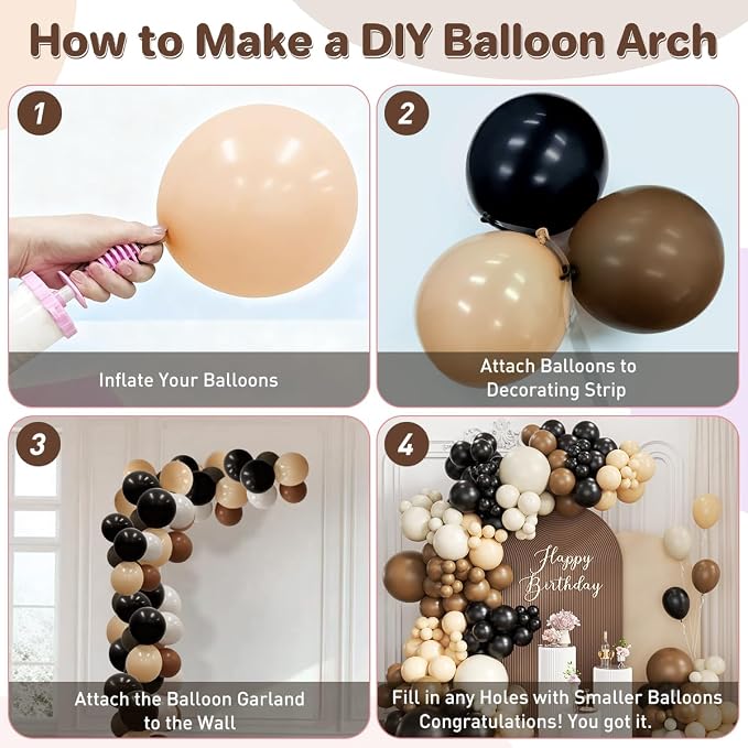 Black Brown Nude White Balloon Garland Arch Kit - Image 3