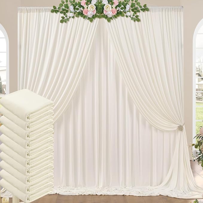 50ft x 10ft Wrinkle Free Ivory Backdrop Curtains by ENJOYYOURPARTY