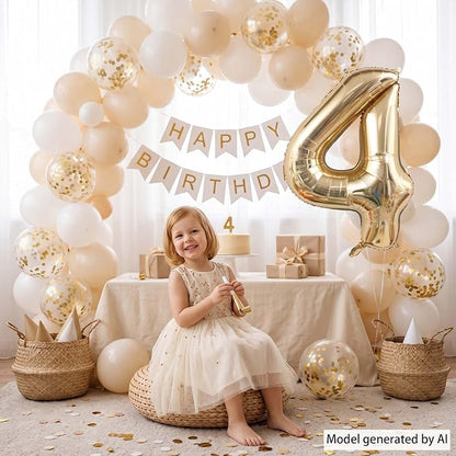 White Gold Number 4 Balloon 40 Inch, Metallic Foil Numeral - Image 2
