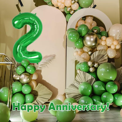 Dark Green Number 2 Balloon 40 Inch, Big Large Foil Helium Number Balloons - Image 6