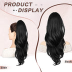 Ponytail Extension, Drawstring Ponytail Extension for Women Long Black Wavy Pony Tails Hair Extensions Synthetic Clip in Ponytail Hairpiece for Women (23 Inch)