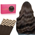 WENNALIFE Tape in Hair Extensions Human Hair, 20pcs 50g 16 inch Light Dark Brown Remy Hair Extensions Straight Human Hair Tape in Extensions Skin Weft Tape Extensions Human Hair