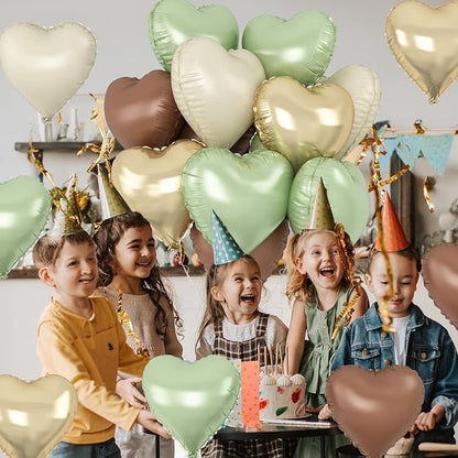 Green Gold Brown Heart Balloons - Image 7