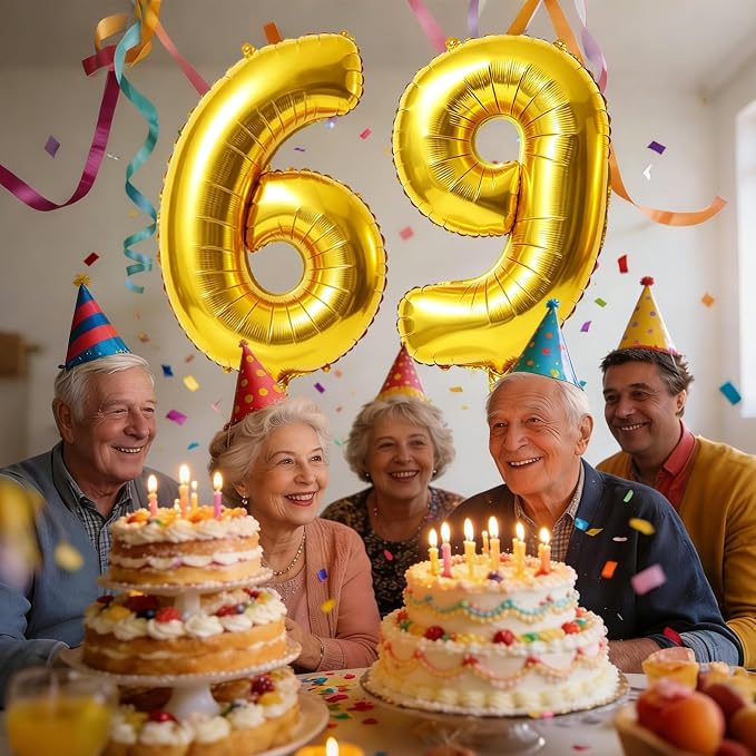 40 Inch Number 69 Balloons for 69th Birthday Party Decorations, 0-100 Gold - Image 2