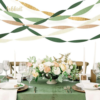 AOBKIAT Wedding Streamers Party Decorations, 5 Rolls Olive Green Crepe Paper | - Image 6