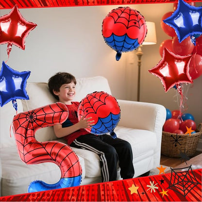 40 Inch Spider Theme Number Balloon, Number Block Foil Number 5 Balloons Large - Image 4