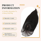 YAMI Hair Toppers for Women Real Human Hair 100% Real Human Hair Toppers for Women with Bangs 15 Inch Hair Pieces with Hairloss (Dark Brown)