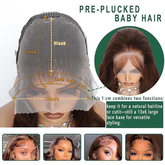 24 Inch Chocolate Brown Lace Front Wig Human Hair 13x6 Hd Lace Front Wigs Human Hair Body Wave Frontal Wigs Human Hair Pre Plucked 200 Density Brown Wig for Women