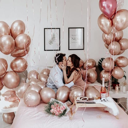 PartyWoo Metallic Rose Gold Balloons 100pcs Latex Balloons Different Sizes | 18 - Image 6