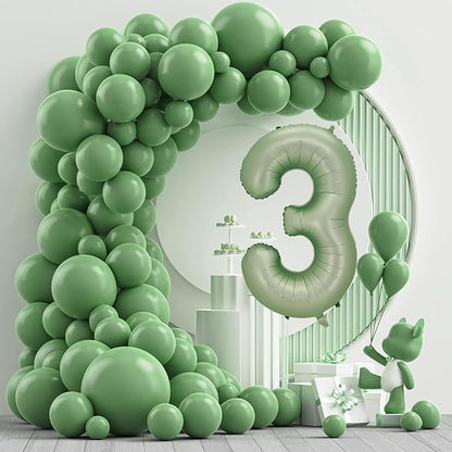 Number 3 Balloon, 40-Inch Sage Green Number Balloon | 40-inch foil balloon - Image 2