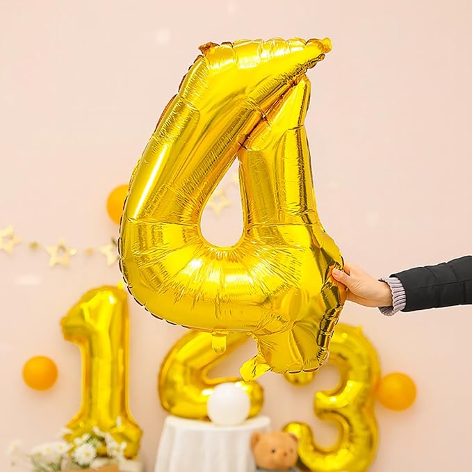 40 Inch Gold Number Balloons, Helium Mylar Foil Number Balloons - Image 5
