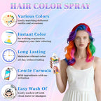 6 Pcs Temporary Hair Color Spray,Non-Stick Hairspray for Kids Girls Women Men,One-day Washable Hair Dye Spray for Party Halloween Cosplay DIY Christmas. (Red&Blue&Purple&Orange&Green&Pink)