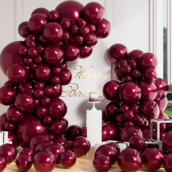 AULE 100 Pcs Metallic Burgundy Balloons Different Sizes 18/10/5 Inch | Maroon by AULE