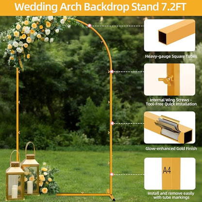 7.2 FT Wedding Arch Backdrop Stand - Image 3