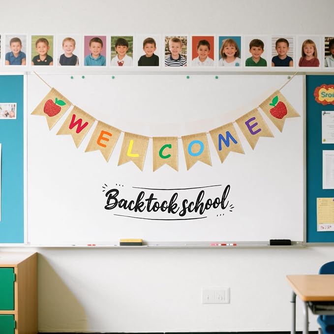 Welcome Burlap Banner Sign Classroom NO DIY Welcome Back to School Banner | - Image 5