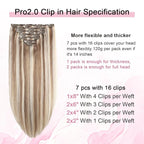 Pro2.0 Clip in Hair Extensions Real Human Hair 20inch 7pcs Color #8p60 Brown Highlights Platinum Blonde Remy Real Human Hair Extensions Clip ins 120g Thick Double Weft（#8p60-20inch）