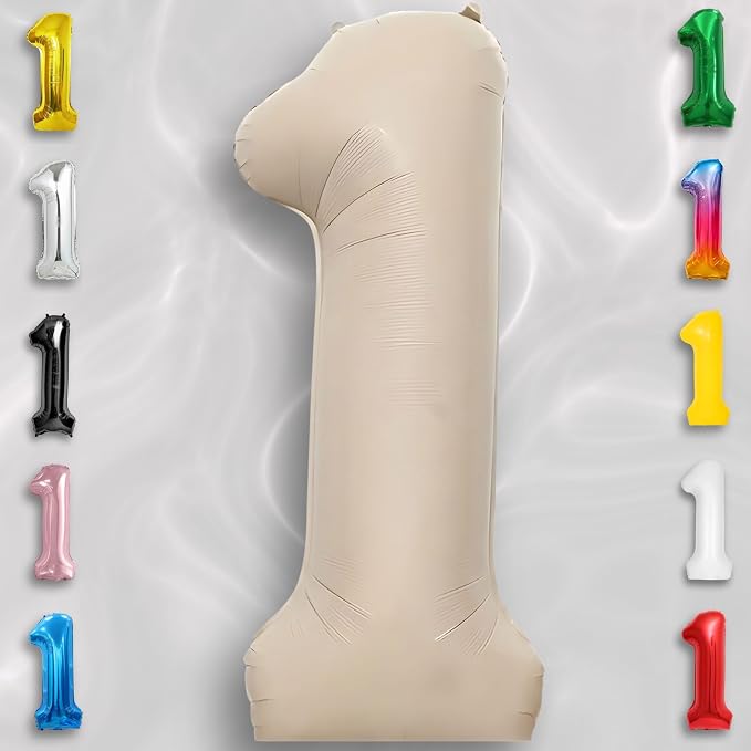 Caramel Number Balloon 1 Mylar Foil Balloons 40 inch - Image 5