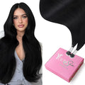 YoungSee Nano Ring Hair Extensions Black Nano Hair Extensions Human Hair Jet Black Nano-Bead Human Hair Extension Long Nano-Tip Hair 18in Nanolink Hair Extension 50s 50g for Daily