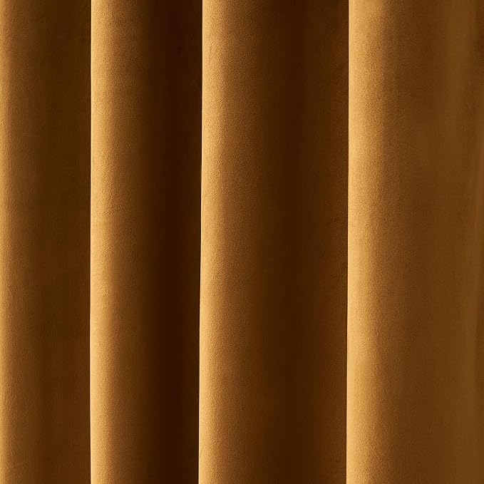 MIULEE Velvet Curtains Golden Brown 52 x 108 Inch Length Set of 2 | Extra Long - Image 7