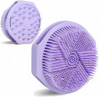 Dual-Sided Silicone Body Scrubber as Stocking Stuffers, Silicone Loofah for Shower Exfoliating Body Brush Scrubber for Men and Women for All Skin, Scalp Massager Lather Well＆Easy to Clean (Purple)