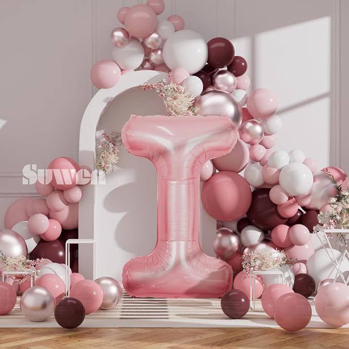 SUWEN 40 Inch Pink Large I Letter Balloons Big Foil Helium A-Z | Jumbo Mylar - Image 4