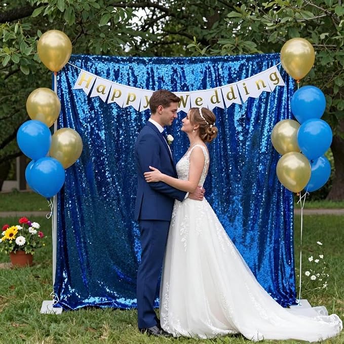 Blue Sequin Backdrop Curtains 2Panel 2x8ft - Image 8