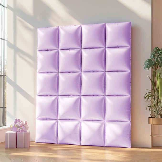 NISOCY 25PCS Matte Pastel Purple Square Foil Balloons Wall Backdrop | Double - Image 8