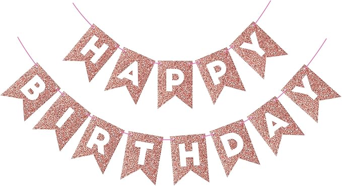 Hooqict Rose Gold Happy Birthday Banner Sign by Hooqict