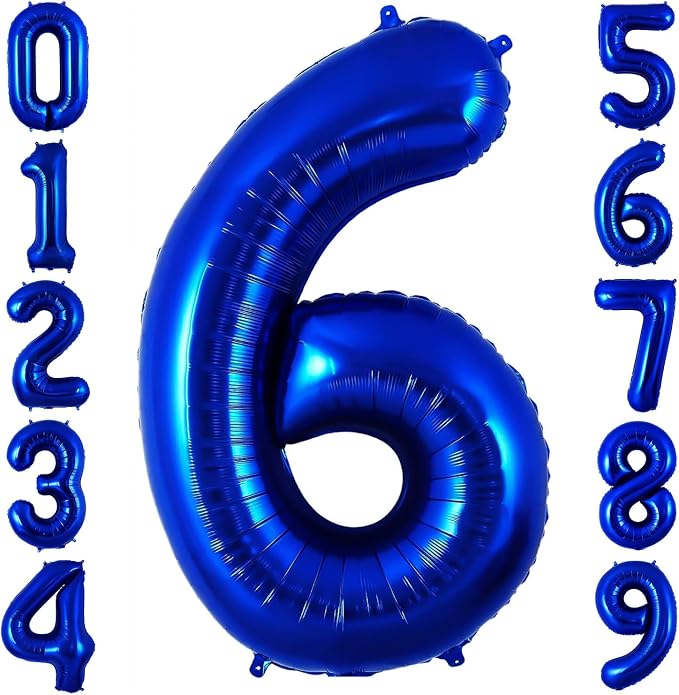 Navy Blue 6 Balloon Number, 40 Inch Number 6 Balloon Big Dark Blue 6 Foil Mylar by BBPOOL