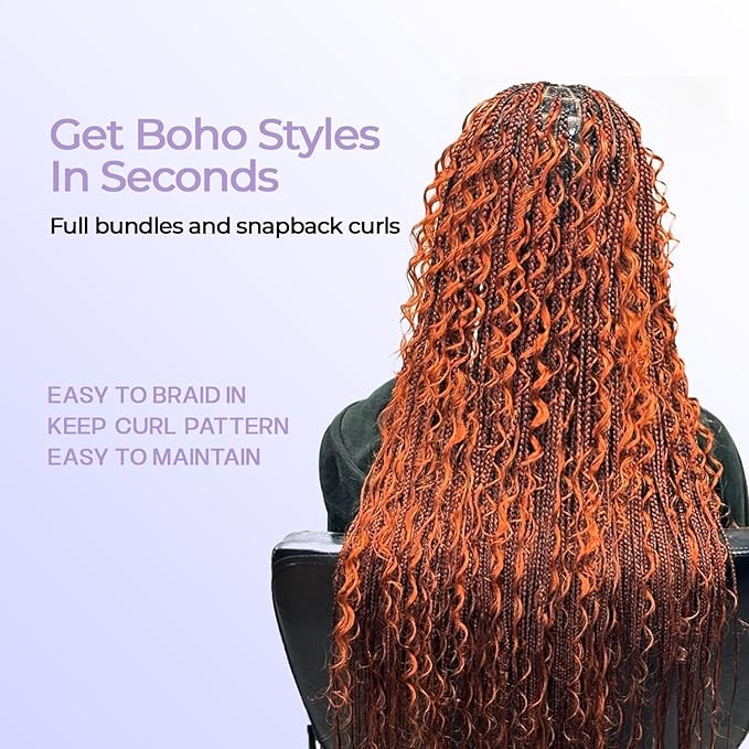 350# Deep Wave Human Braiding Hair Bundles For Boho Braids Ginger Color Crochet 100% Human Hair Deep Curly 100g (2 of 50g) 16 Inch