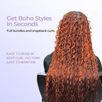350# Deep Wave Human Braiding Hair Bundles For Boho Braids Ginger Color Crochet 100% Human Hair Deep Curly 100g (2 of 50g) 16 Inch