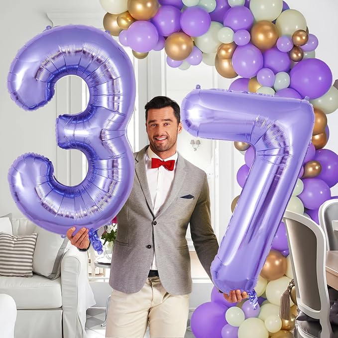 Purple Number 7 Balloon 40 Inch, Big Large Foil Helium Number Balloons - Image 5