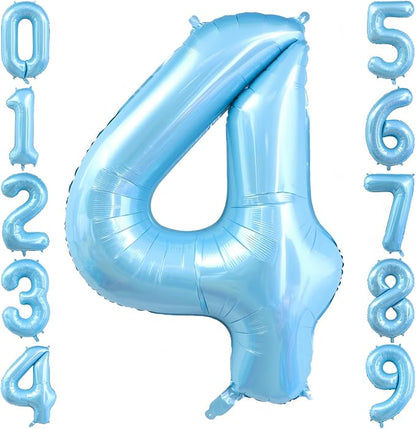 Pastel Blue 4 Balloon Number, Light Blue 4 Balloons by BBPOOL