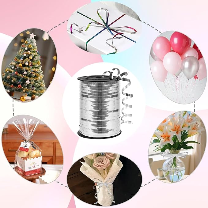 500 Yard Premium Silver Curling Ribbon, Curling Ribbon - Image 3