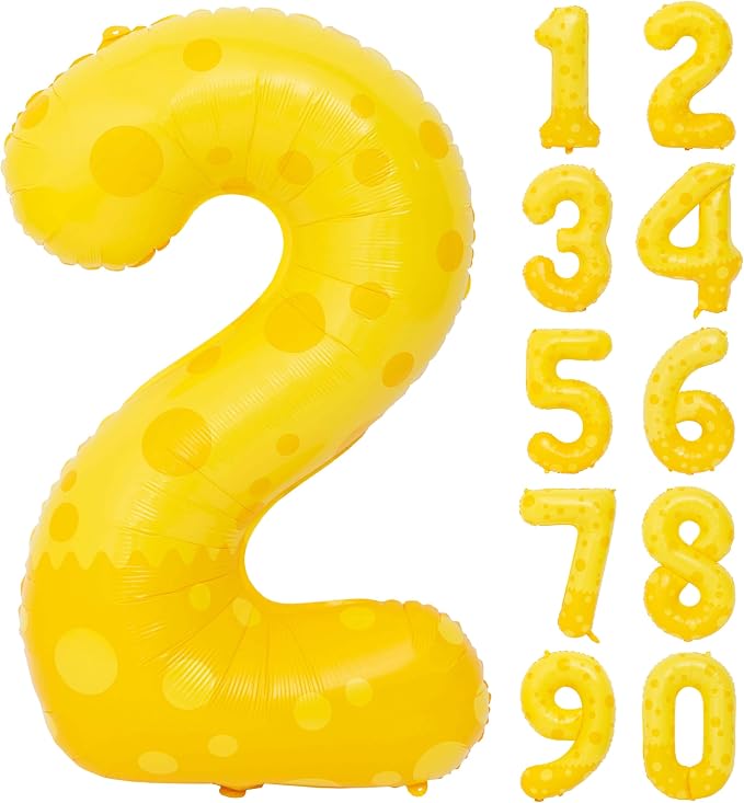 40in Yellow Polka Dot Number 2 Helium Foil Polyester Film Balloon Digital 2 | by Exquisitehighqualitypartydecorationstomeetyoureveryneed%EF%BC%81