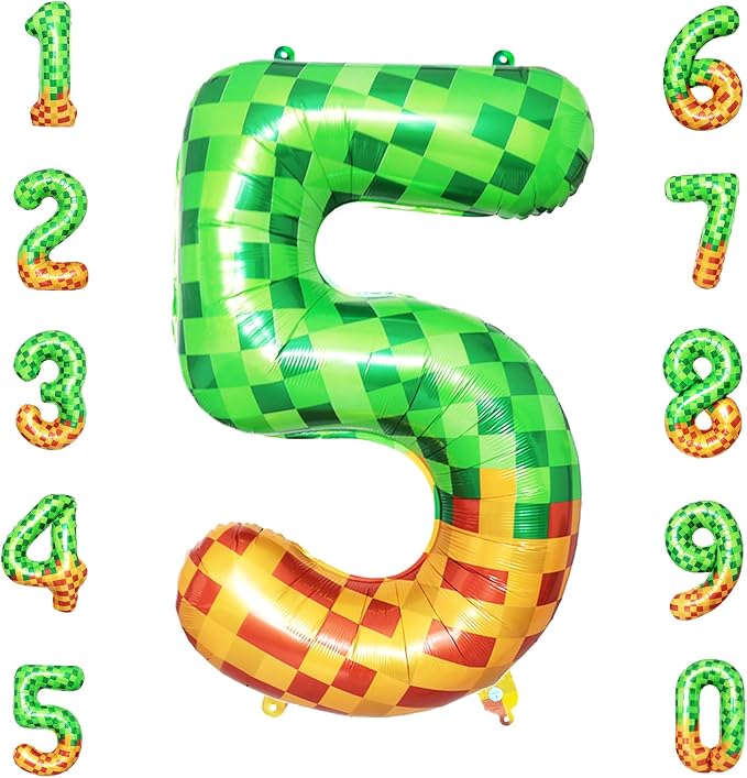 40 Inch Pixelated Number 5 Foil Balloon by TNCDJKPA