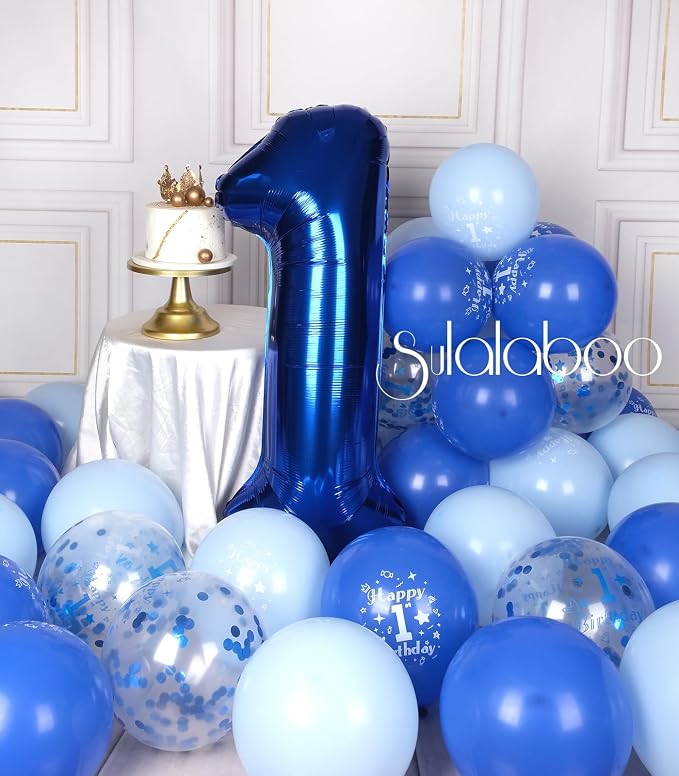 40 Inch Navy Blue Big Number 1 Balloon 0-9 Large Helium | Royal Blue 1st Foil - Image 5