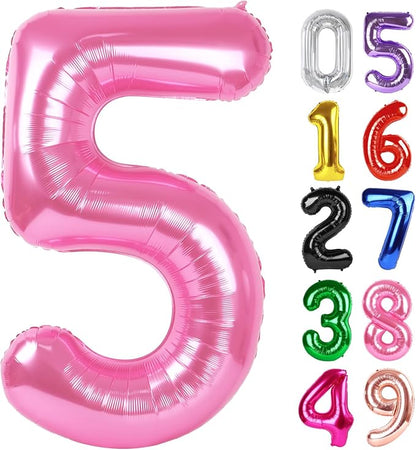 Pink Number 5 Balloon 40 Inch, 5th Birthday Party Decorations Men Women | Foil by IWERP