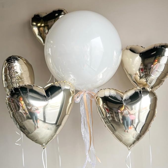 Champagne Gold Heart Balloons, 18Inch Helium Polyester Film Balloon - Image 5